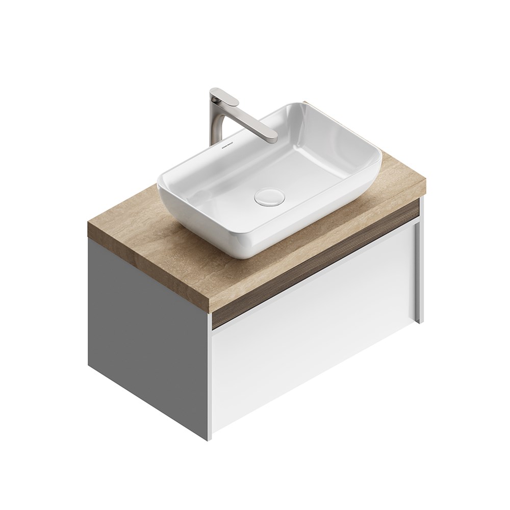 Раковина PLAZA накладная 55, белая глянцевая