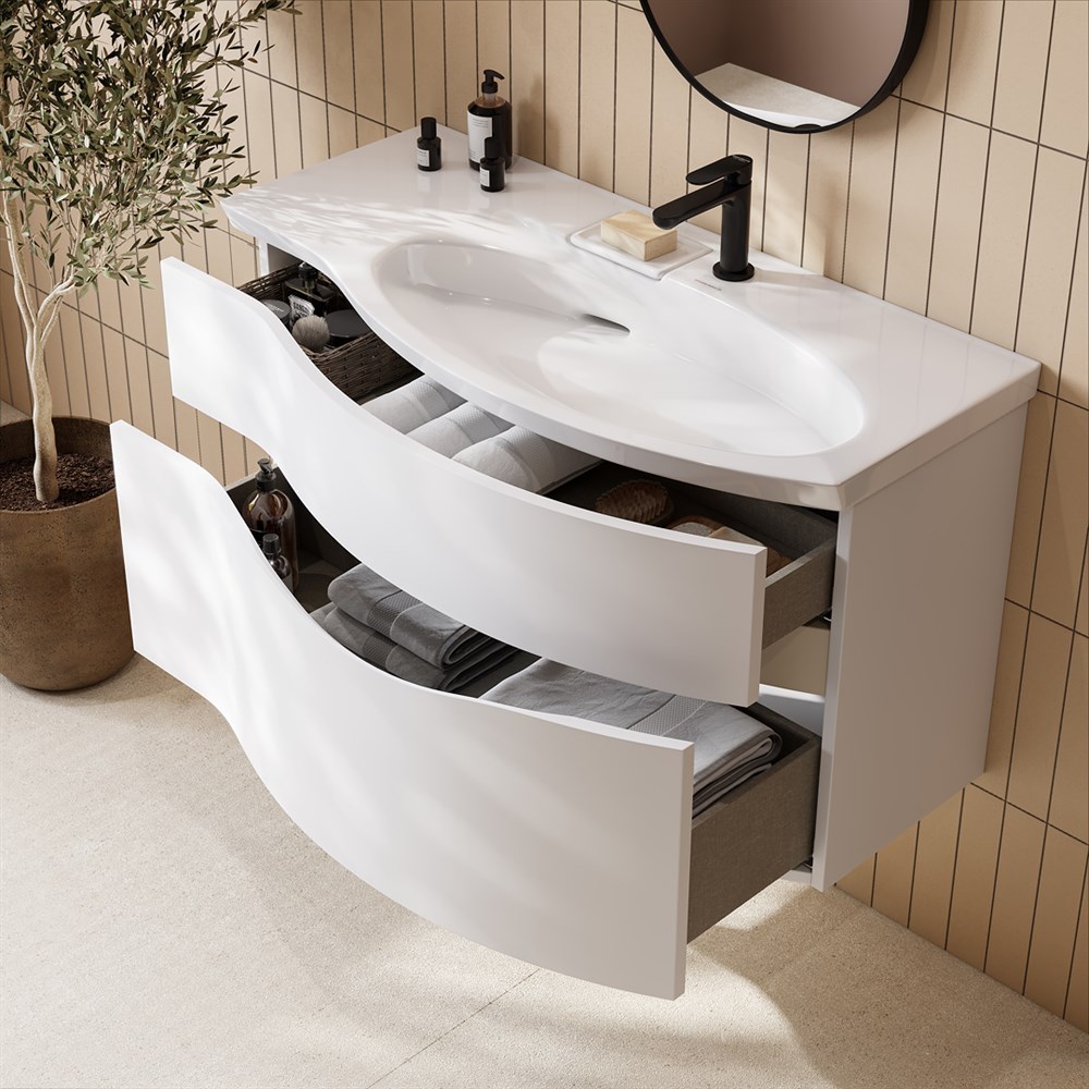 KERAMA MARAZZI RV.100Rh\WHT.M Тумба RIVA 100 см правая, белая матовая