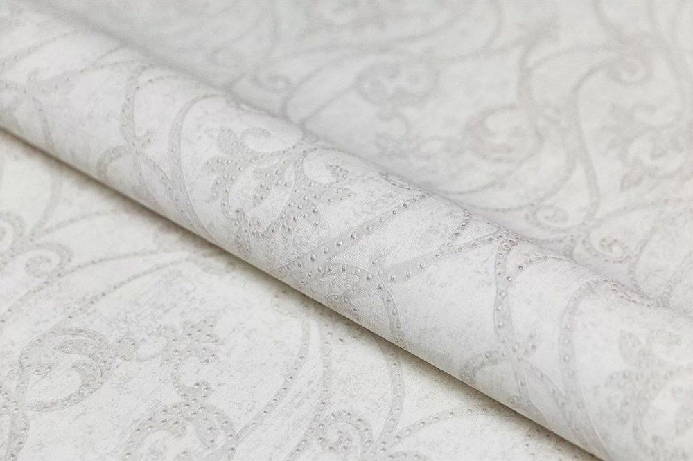 KERAMA MARAZZI KM8101 Обои виниловые Дамаск мотив, белый 1,06х10 (1, Т B) прямая стыковка