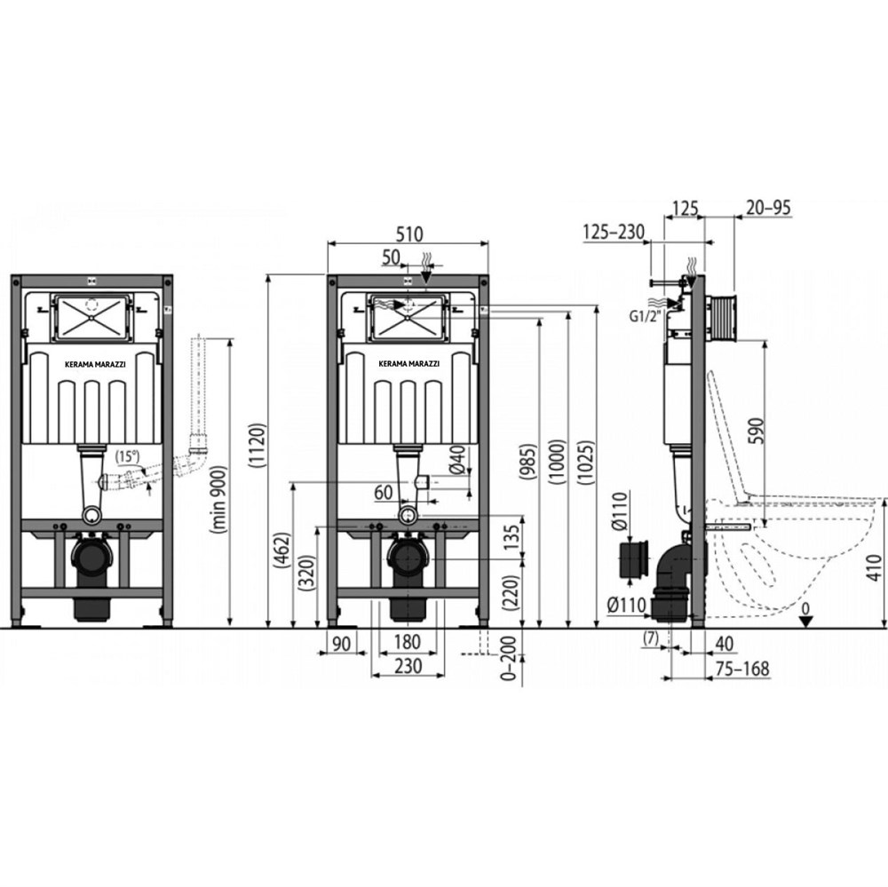 KERAMA MARAZZI INST.A.WC Скрытая система инсталляции для подвесного унитаза