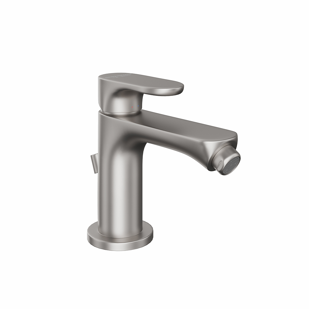 Смеситель для биде OLE однорычажный с донным клапаном, титановый атласный