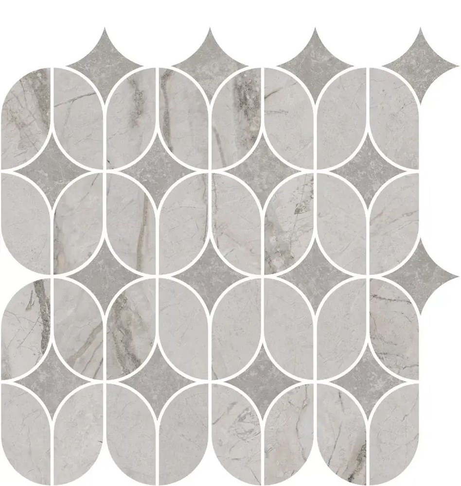 Декор Ифран наборный серый светлый глянцевый обрезной 30x32,5x0,9