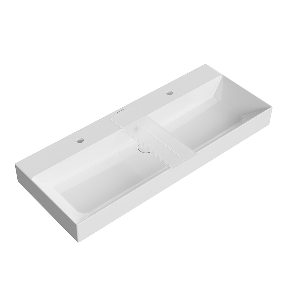 KERAMA MARAZZI GR.wb.120.2 Раковина GRANDE мебельная\подвесная 120 c двумя отверстиями под смесители с крепежом, белая глянцевая