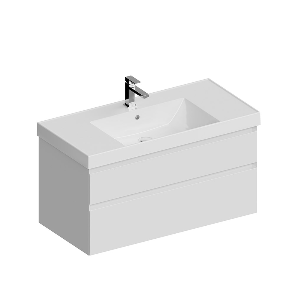 KERAMA MARAZZI CUB.100.2/WHT.M Тумба CUBO подвесная с ящиками 100, белая матовая