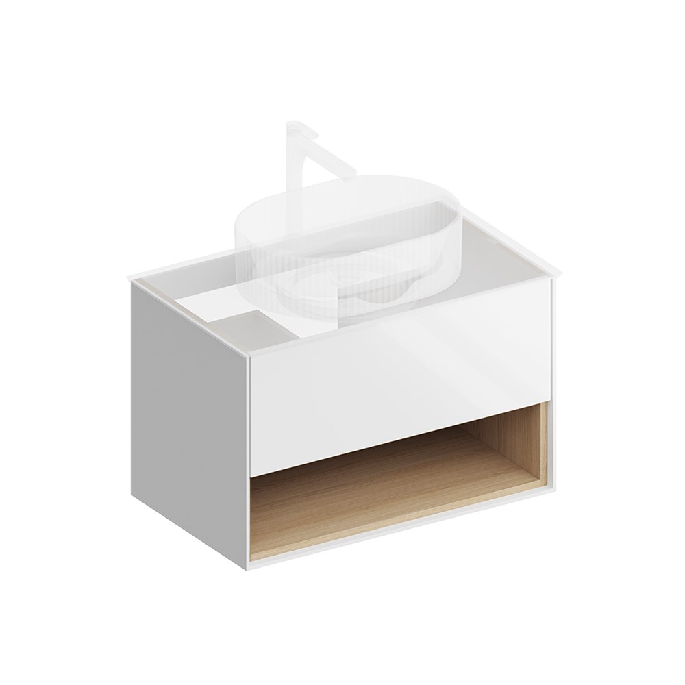 KERAMA MARAZZI PLB.M.80.1/WHT.V Тумба PLAZA Modern подвесная 80, 1 ящик + полка, белая глянцевая