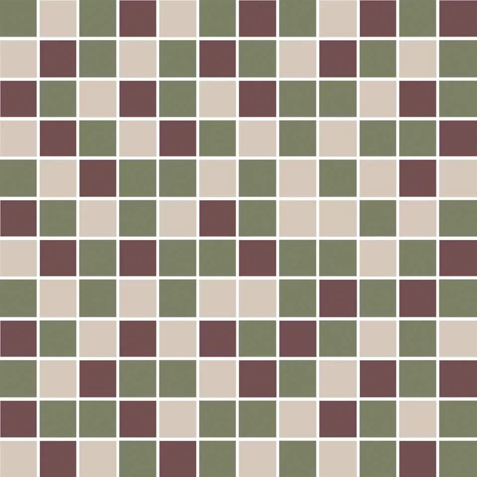 Декор Темари мозаичный микс зелёный, бордовый, бежевый светлый матовый 29,8x29,8x0,35