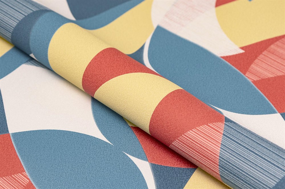 KERAMA MARAZZI KM8507 Обои виниловые Шафран мотив,разноцветный синий 1,06х10 (1, Т A) прямая стыковка