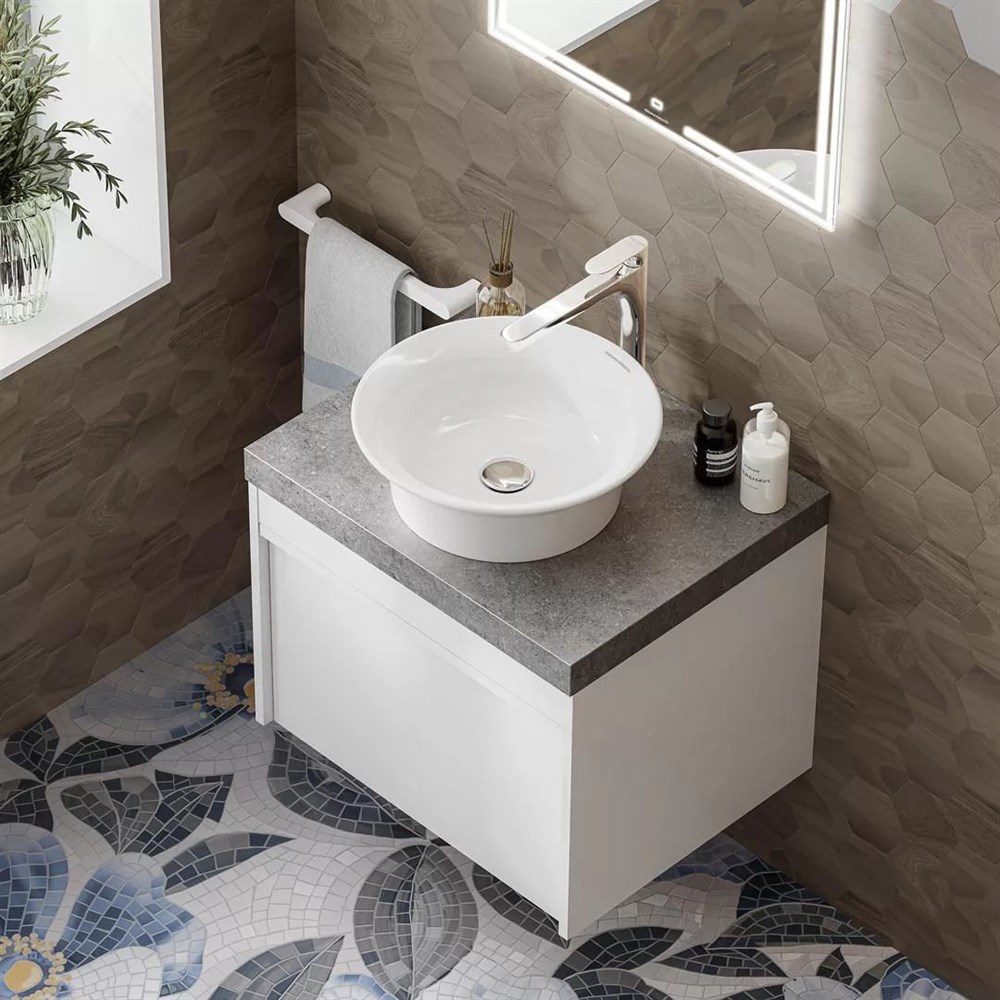 KERAMA MARAZZI MOD.60.1+1/WHT Тумба MODULA подвесная 60 с ящиком 1+1, белая глянцевая