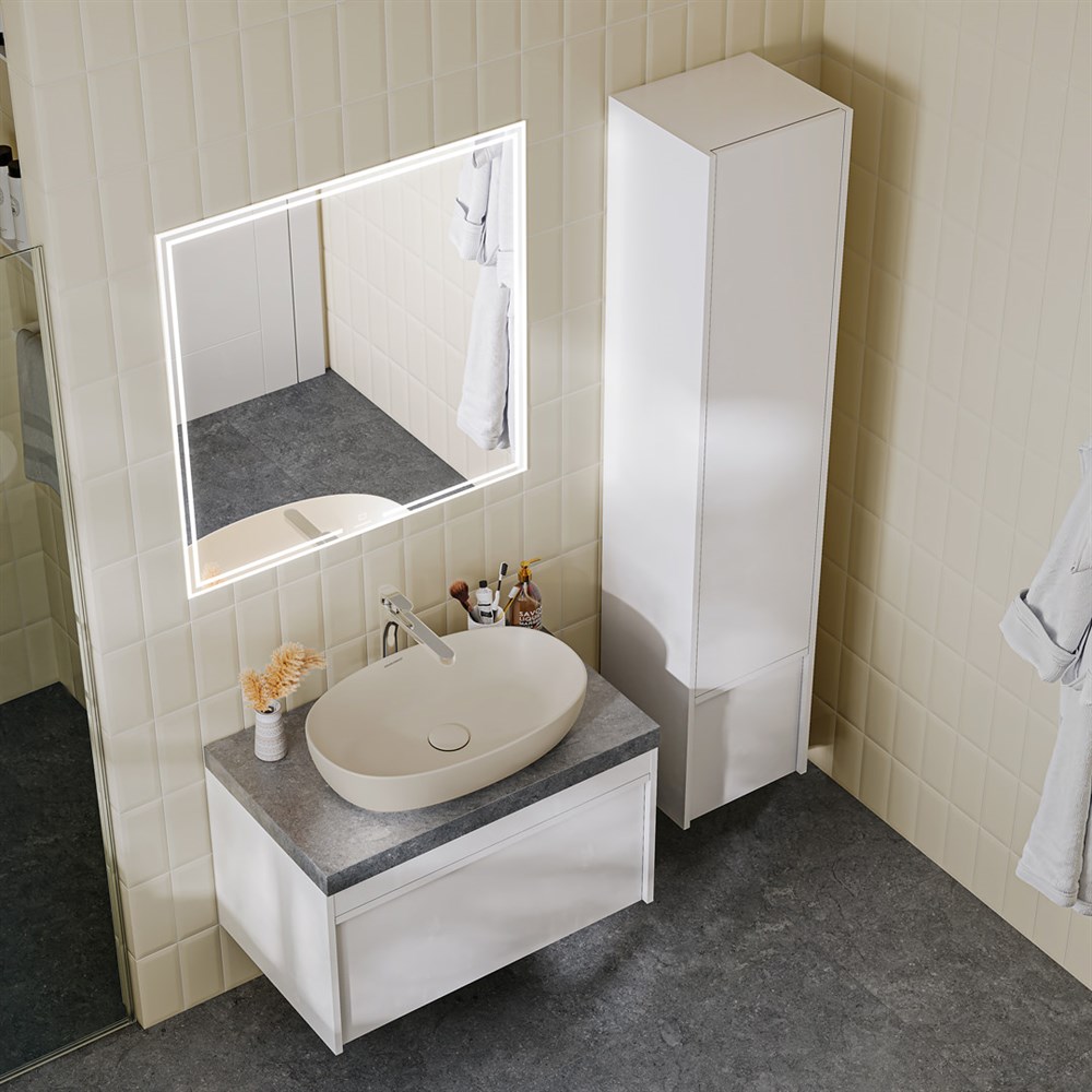 Зеркало MIO прямоугольное с диммером 80, белое