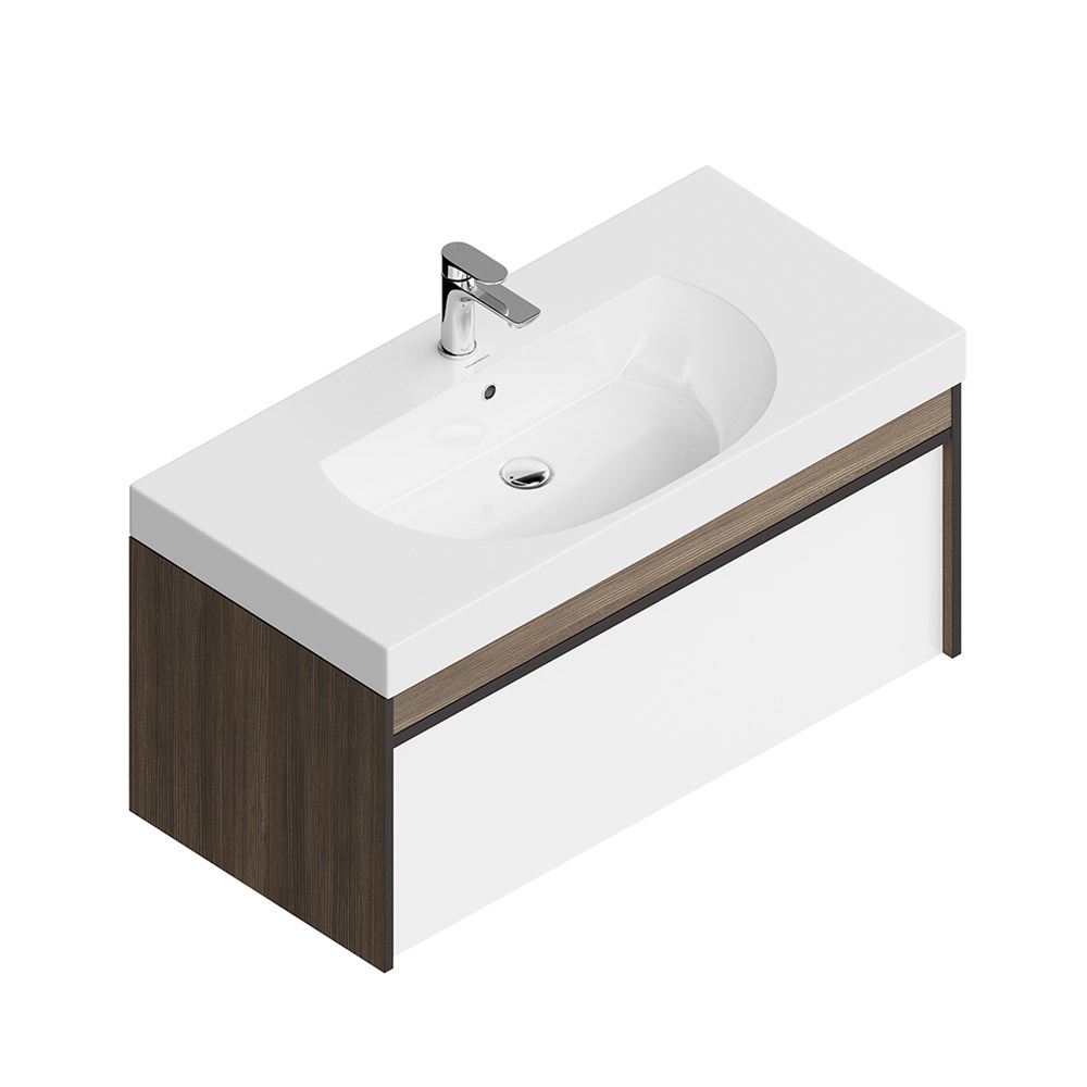 Раковина BUONGIORNO подвесная/мебельная 100, белая глянцевая