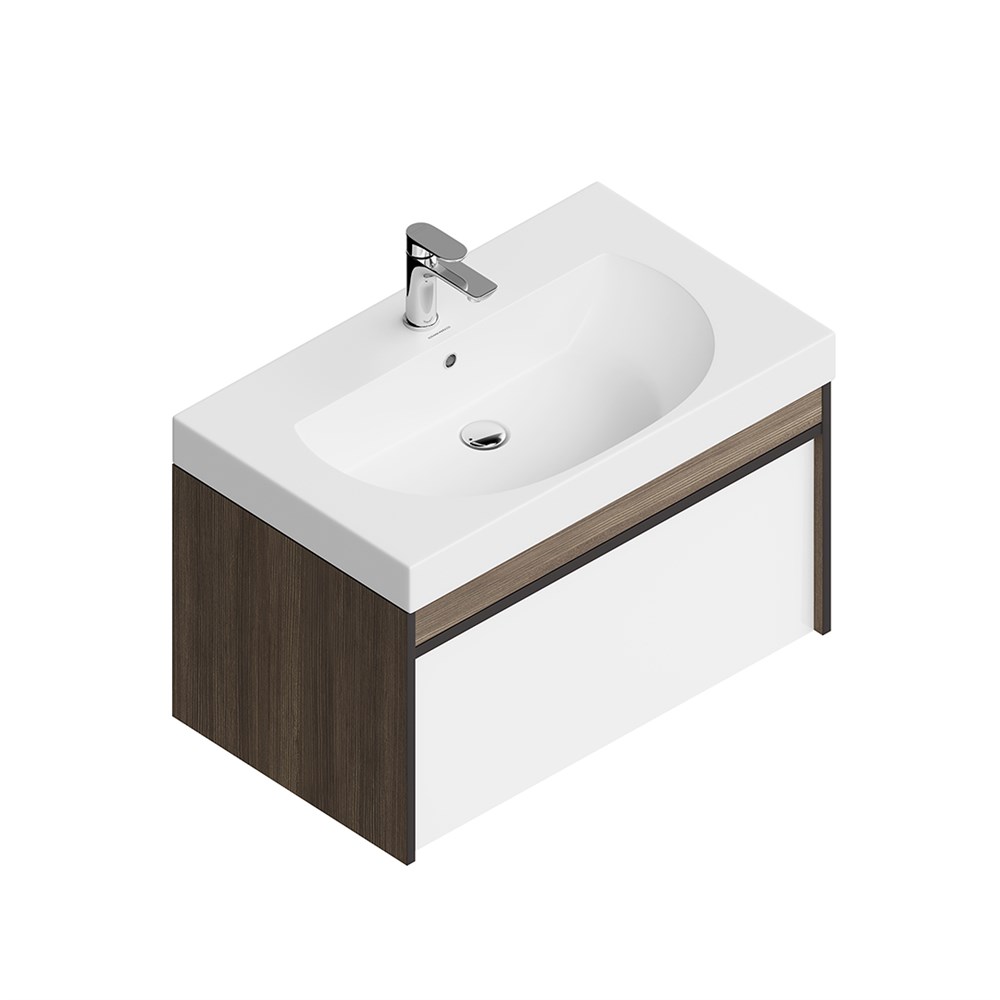 Раковина BUONGIORNO подвесная/мебельная 80, белая глянцевая