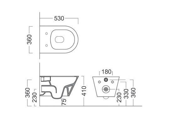 Унитаз PLAZA Modern подвесной безободковый, белый глянцевый