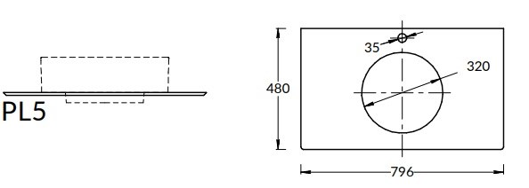 KERAMA MARAZZI PL5.DL500920R/80 Спец. изделие декоративное для накладных раковин Фондамента 80, серое