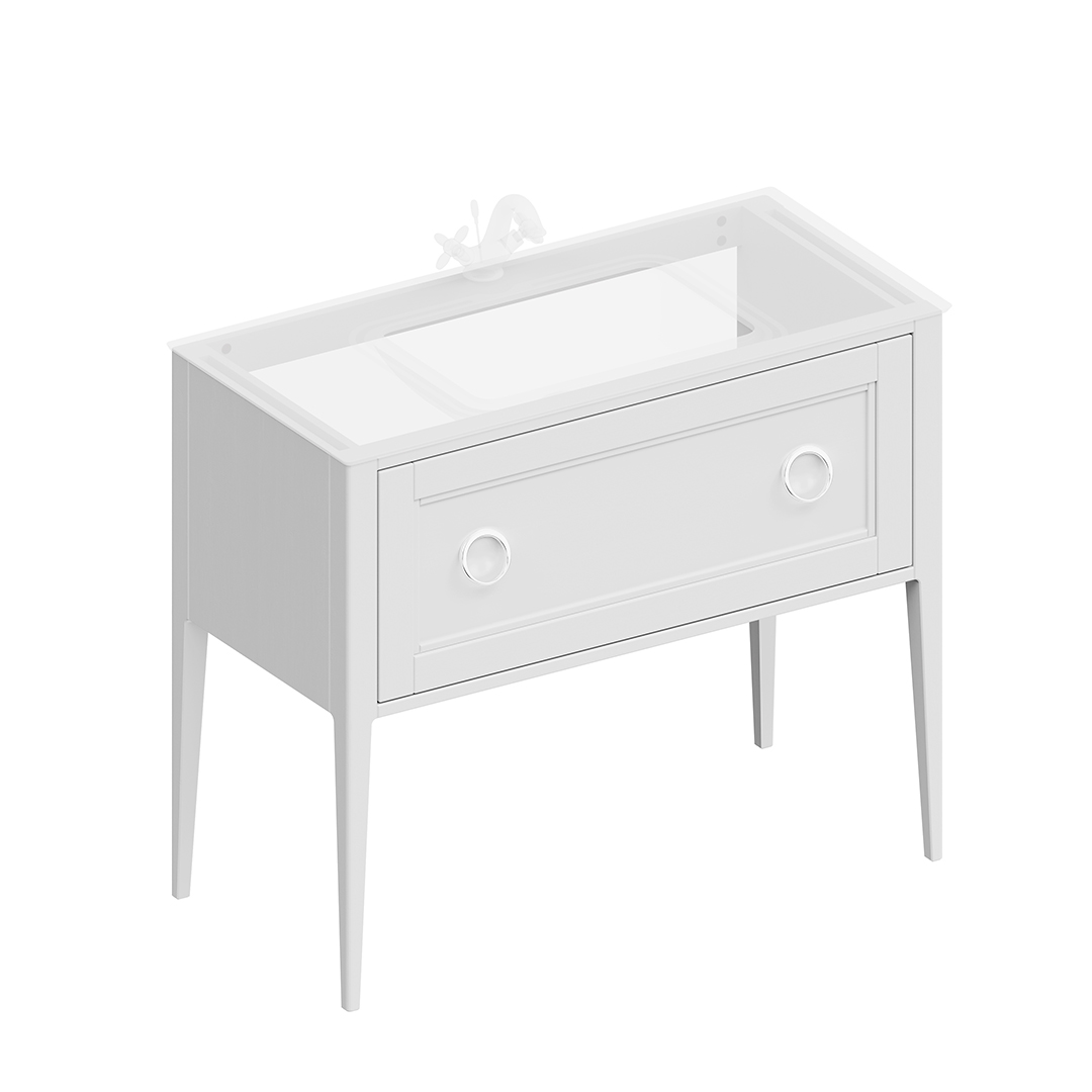 Тумба PLAZA Classic напольная с ящиком 100, белая матовая