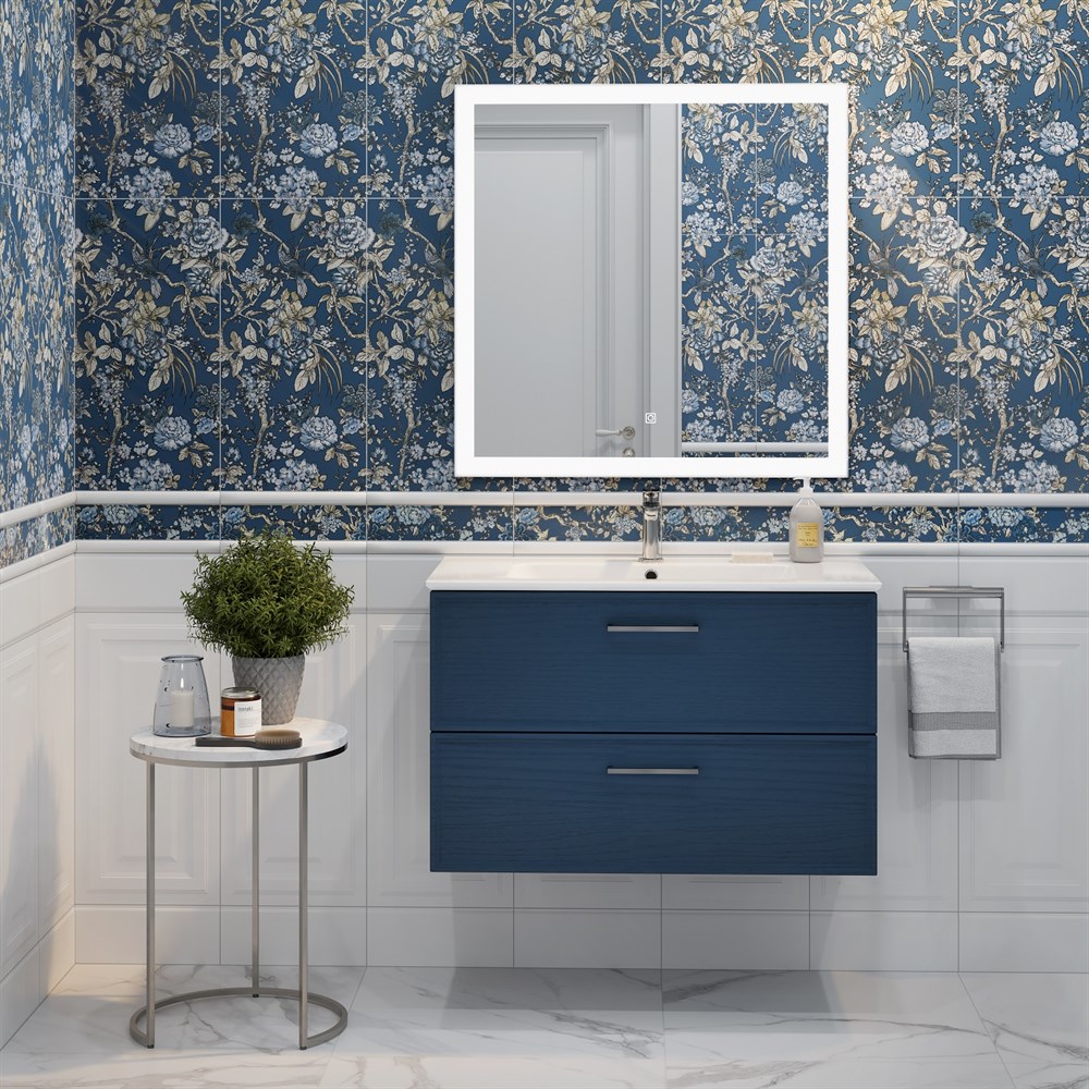 Тумба PIANO Classic подвесная 85, ясень синий матовый