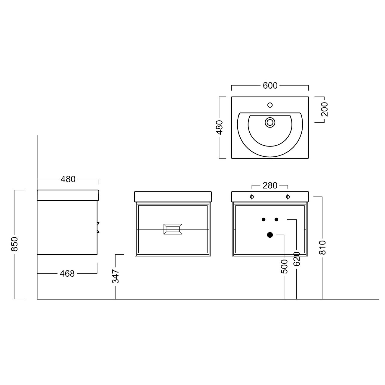 Тумба CANALETTO подвесная с ящиками 60, белая матовая