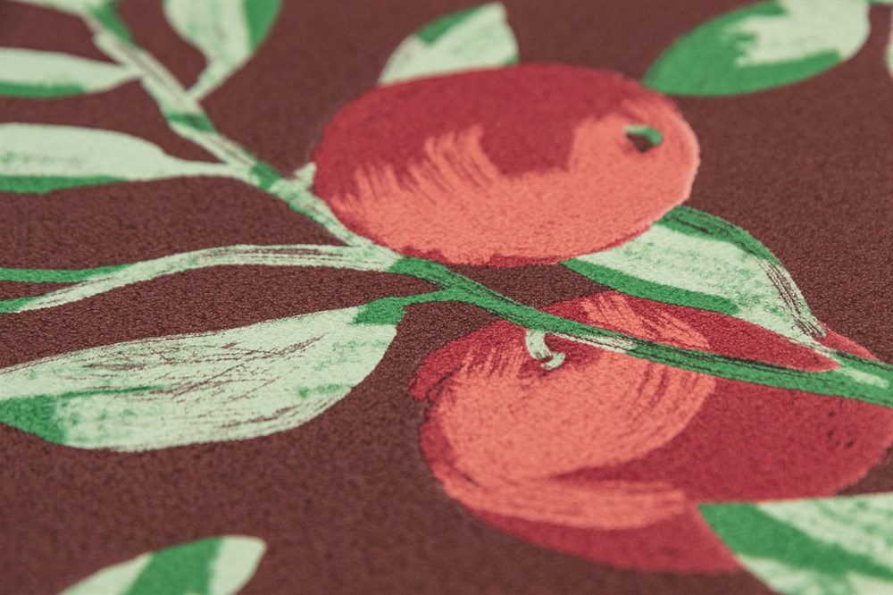 KERAMA MARAZZI KM8504 Обои виниловые Шафран мотив,красный, апельсины 1,06х10 (1, Т A) прямая стыковка