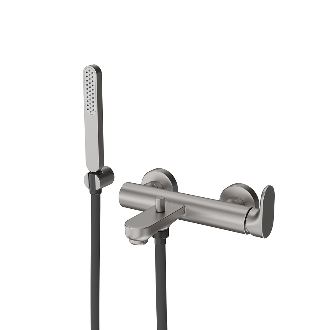 Смеситель для ванны OLE настенный, титановый атласный