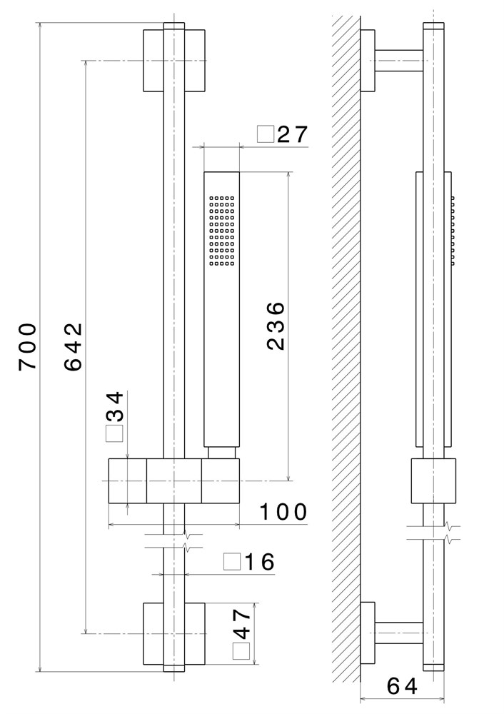 Душевая стойка FUTURA без выхода для подачи воды, хром