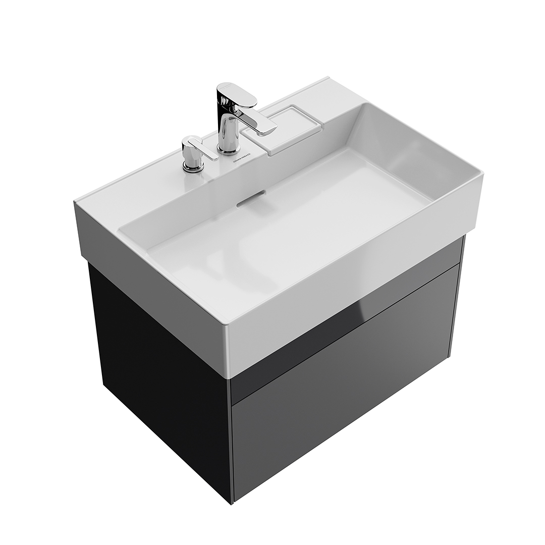 Тумба LOGICA подвесная 2 ящика 70 см, стальной серый