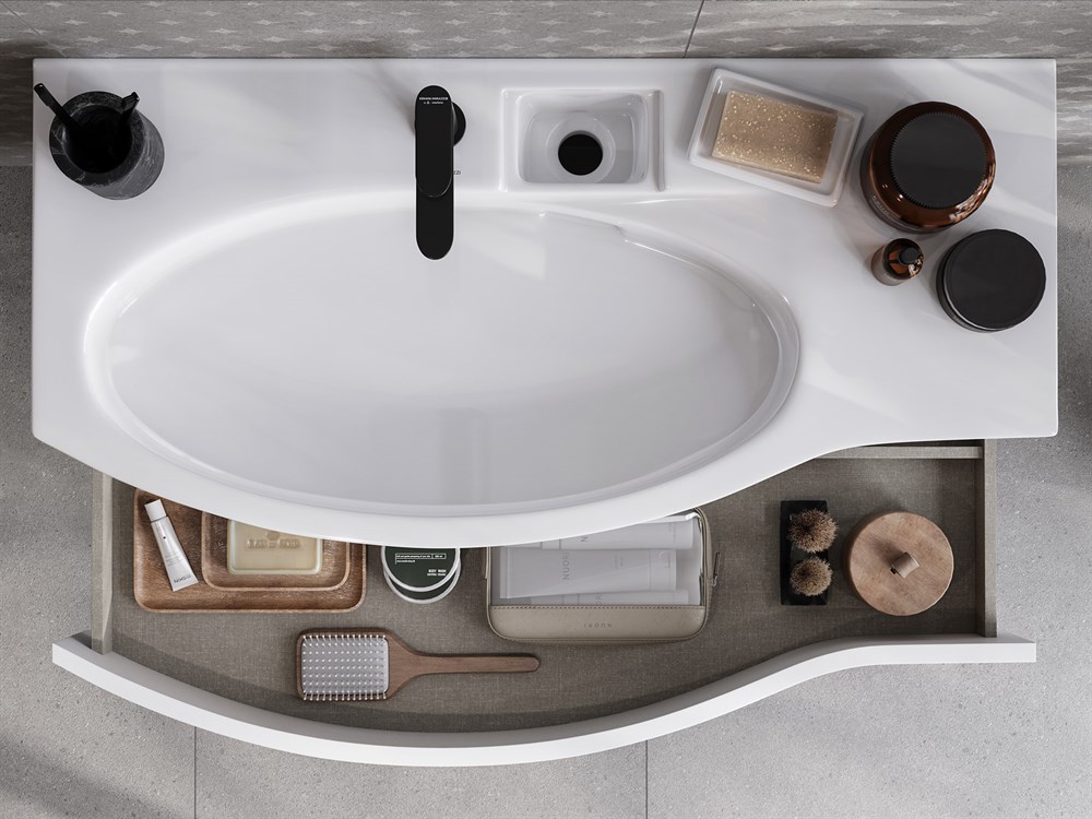 KERAMA MARAZZI RV.wb.100Lh Раковина RIVA мебельная левая с крепежом 100, белая глянцевая