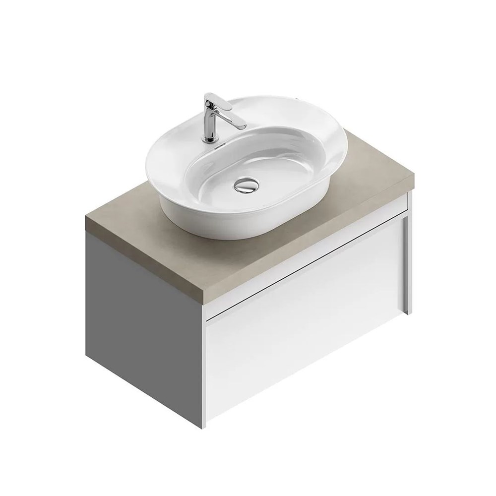 KERAMA MARAZZI MOD.80.1+1/WHT Тумба MODULA подвесная 80 с ящиком 1+1, белая глянцевая