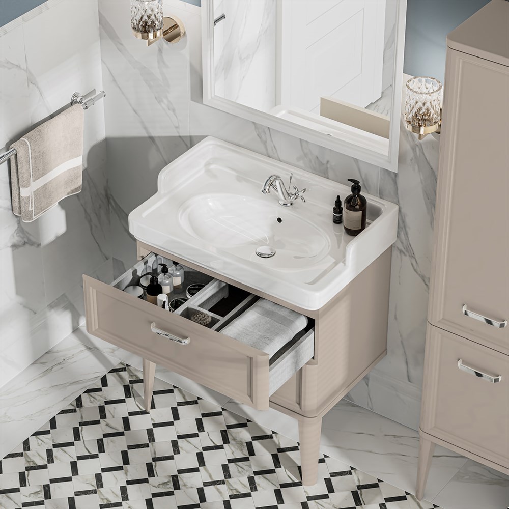 Раковина POMPEI подвесная/мебельная 80, белая глянцевая