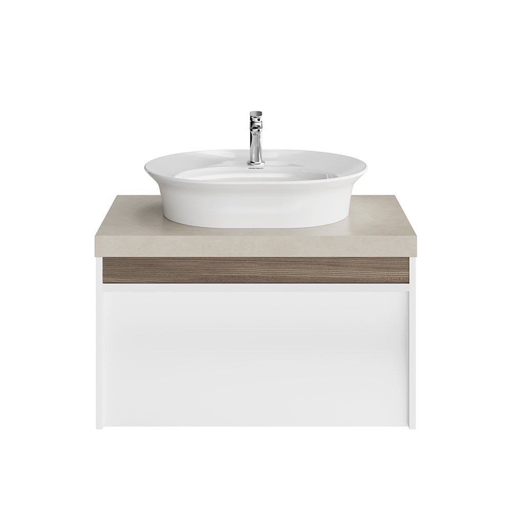 Тумба MODULA подвесная 80 с ящиком 1+1, белая глянцевая