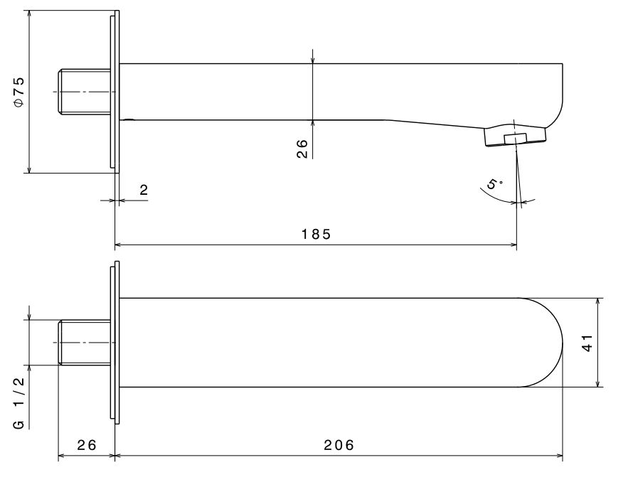 Настенный излив OLE, титановый атласный