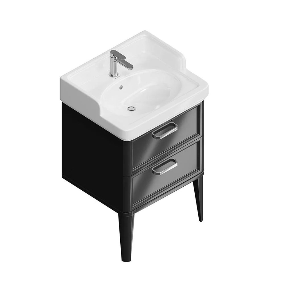 KERAMA MARAZZI PO.M.60.2/BLK Тумба POMPEI напольная с 2 ящиками 60, черная глянцевая