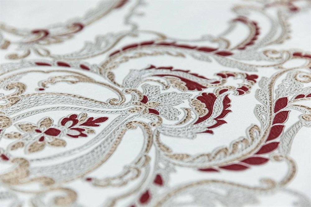 Обои виниловые на флизелиновой основе Ориент мотив, белый красный