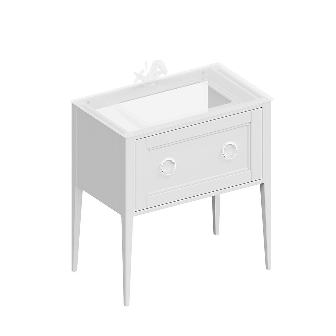 Тумба PLAZA Classic напольная с ящиком 80, белая матовая