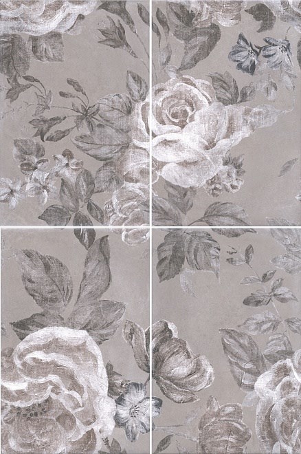 KERAMA MARAZZI 8272/4x/3F Панно Александрия серый, панно из 4 частей 20х30 (размер каждой части) 40х60х6,9