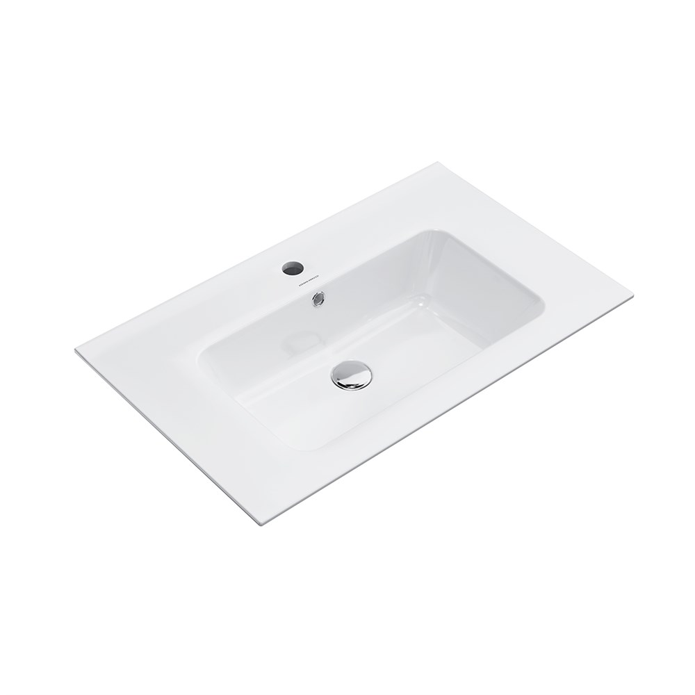 Раковина PIANO подвесная/мебельная 75, белая глянцевая