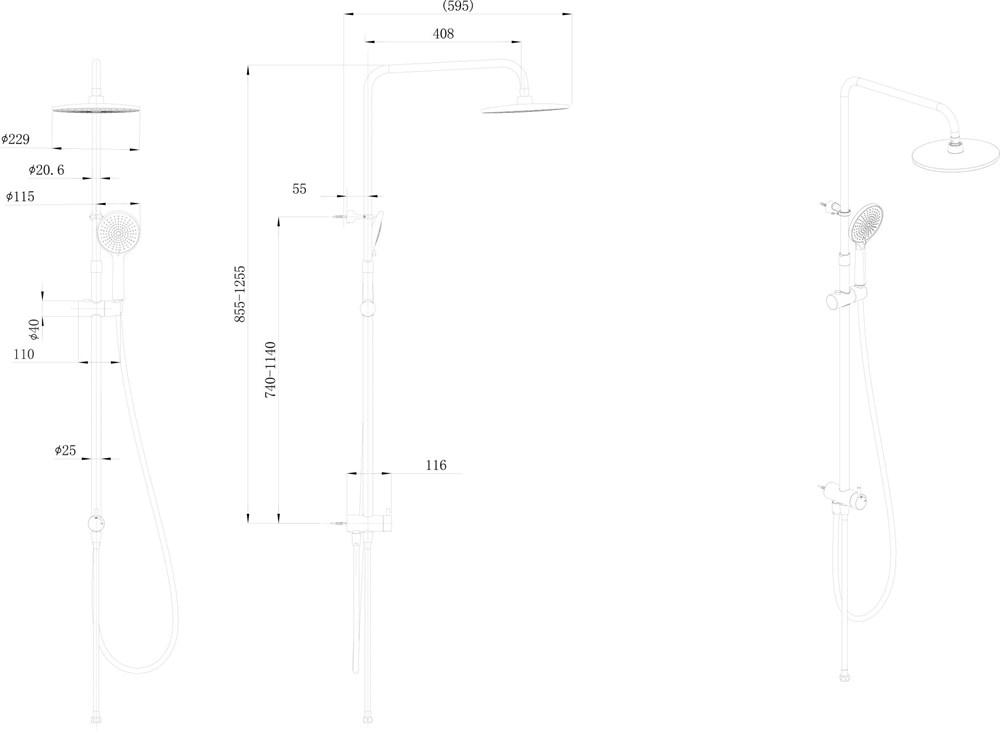 Душевая колонна круглая FONTE на 2 потока без смесителя, хром