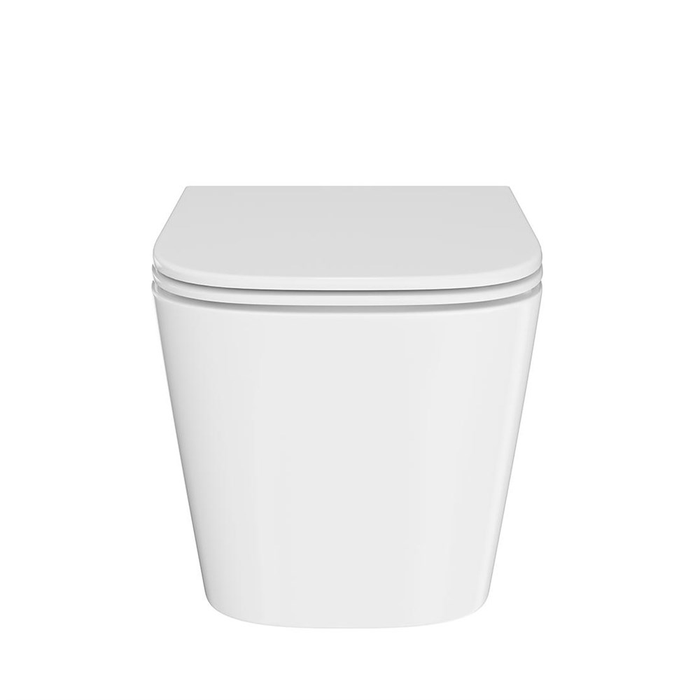 KERAMA MARAZZI CU.wc.02 Унитаз CUBO подвесной безободковый с крепежом и сиденьем, белый глянцевый