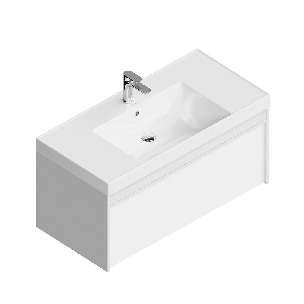 KERAMA MARAZZI MOD.100.1+1/WHT Тумба MODULA подвесная 100 с ящиком 1+1, белая глянцевая