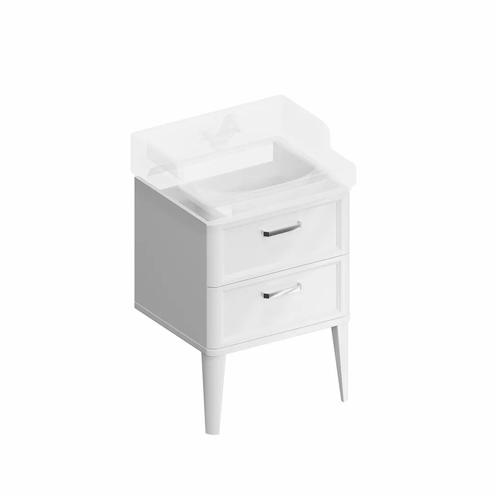 KERAMA MARAZZI PO.M.60.2/WHT Тумба POMPEI напольная с 2 ящиками 60, белая глянцевая