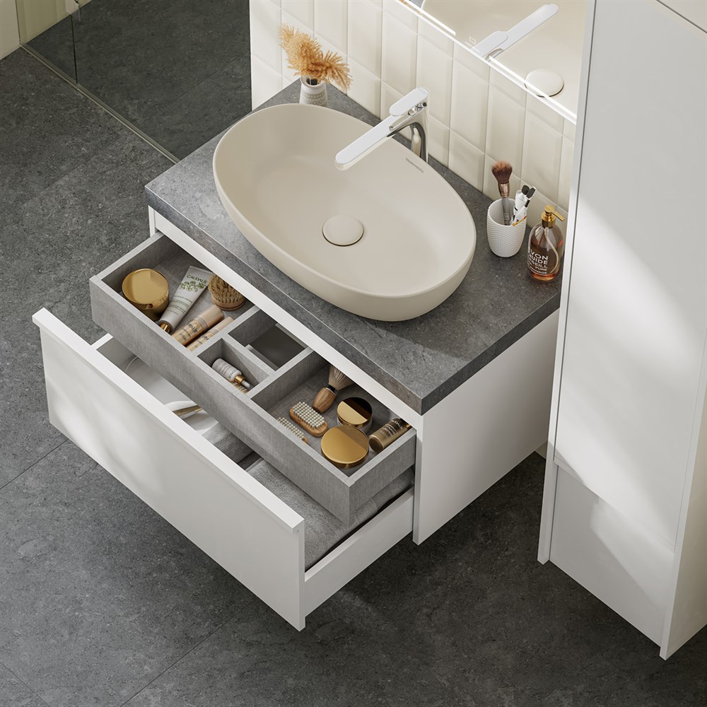 Раковина PLAZA накладная 60, песочный матовый