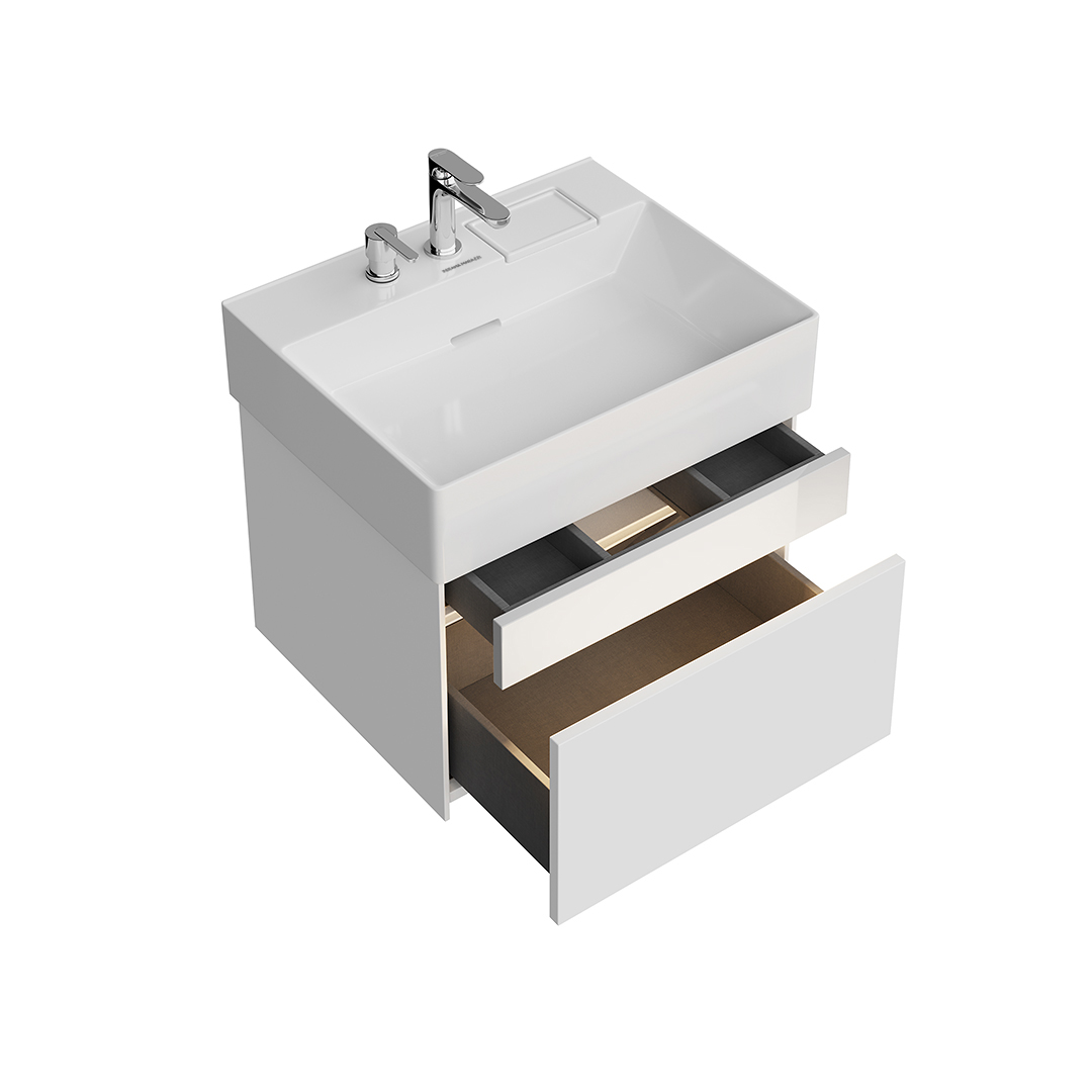 Тумба LOGICA подвесная 2 ящика 60 см, белоснежный
