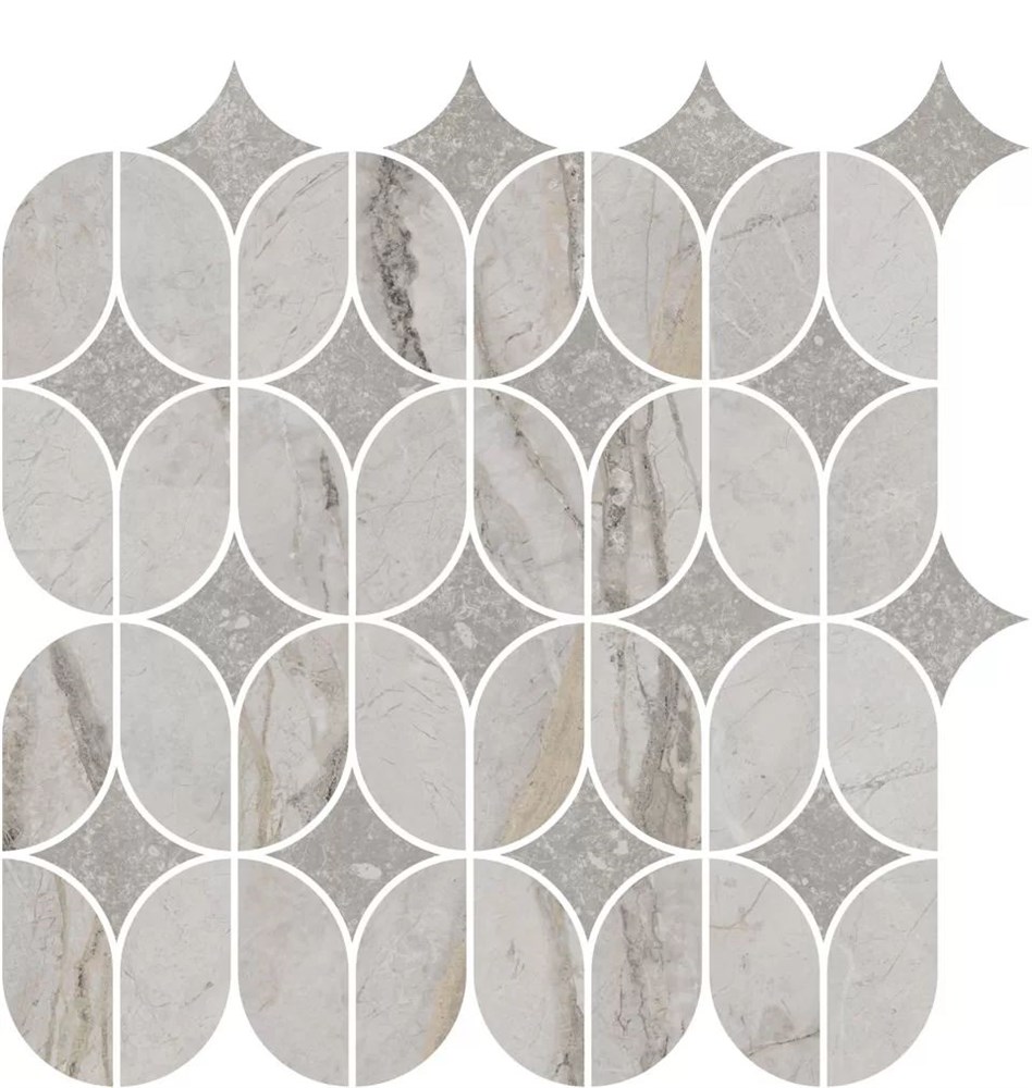 Декор Ифран наборный серый светлый глянцевый обрезной 30x32,5x0,9