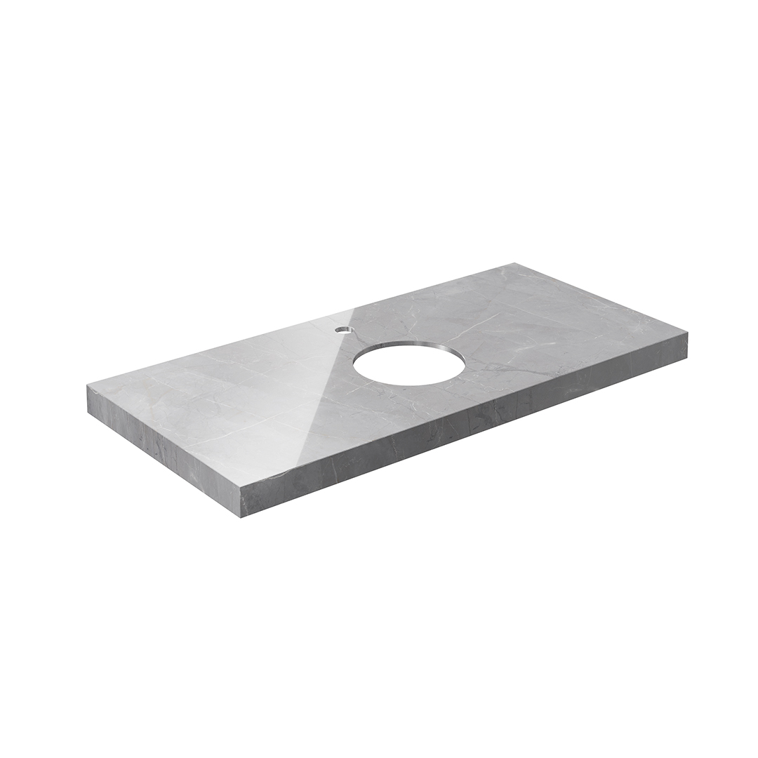 Столешница из керамогранита для накладных раковин, Риальто 100 см, серый лаппатированный