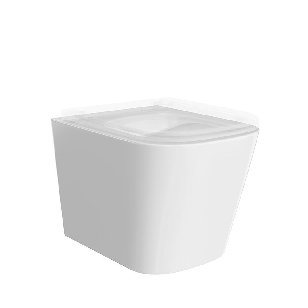 KERAMA MARAZZI CU.wc.02 Унитаз CUBO подвесной безободковый с крепежом и сиденьем, белый глянцевый