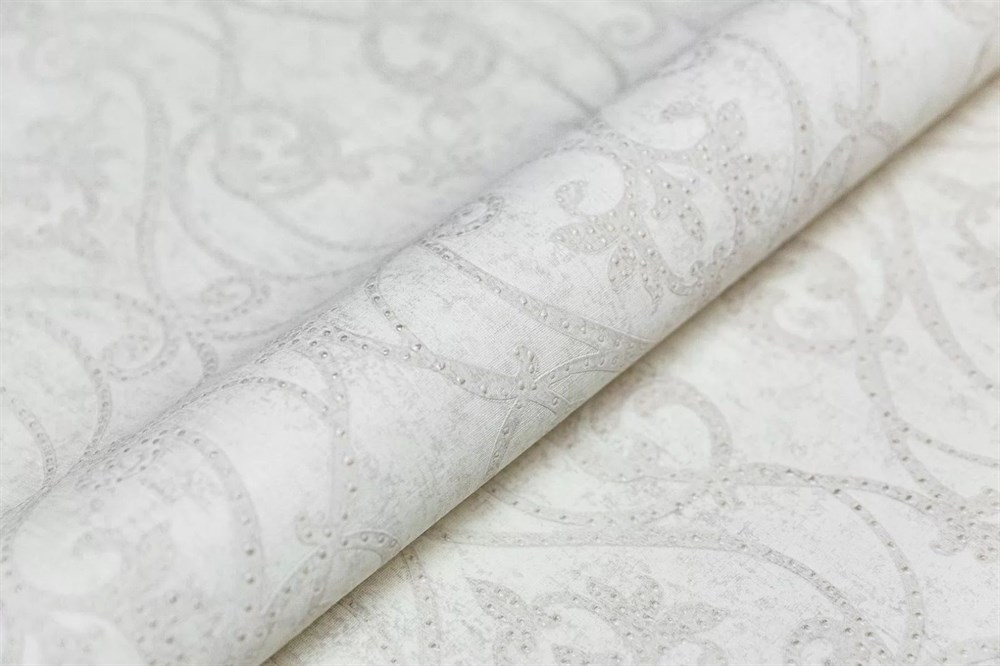 KERAMA MARAZZI KM8101 Обои виниловые Дамаск мотив, белый 1,06х10 (1, Т B) прямая стыковка