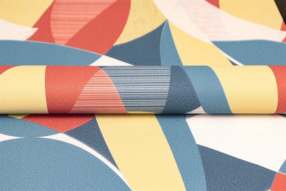 KERAMA MARAZZI KM8507 Обои виниловые Шафран мотив,разноцветный синий 1,06х10 (1, Т A) прямая стыковка