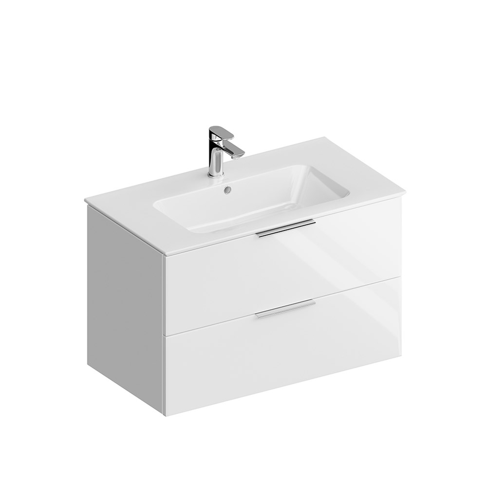 Тумба PIANO Forte подвесная с ящиками 85, белая глянцевая