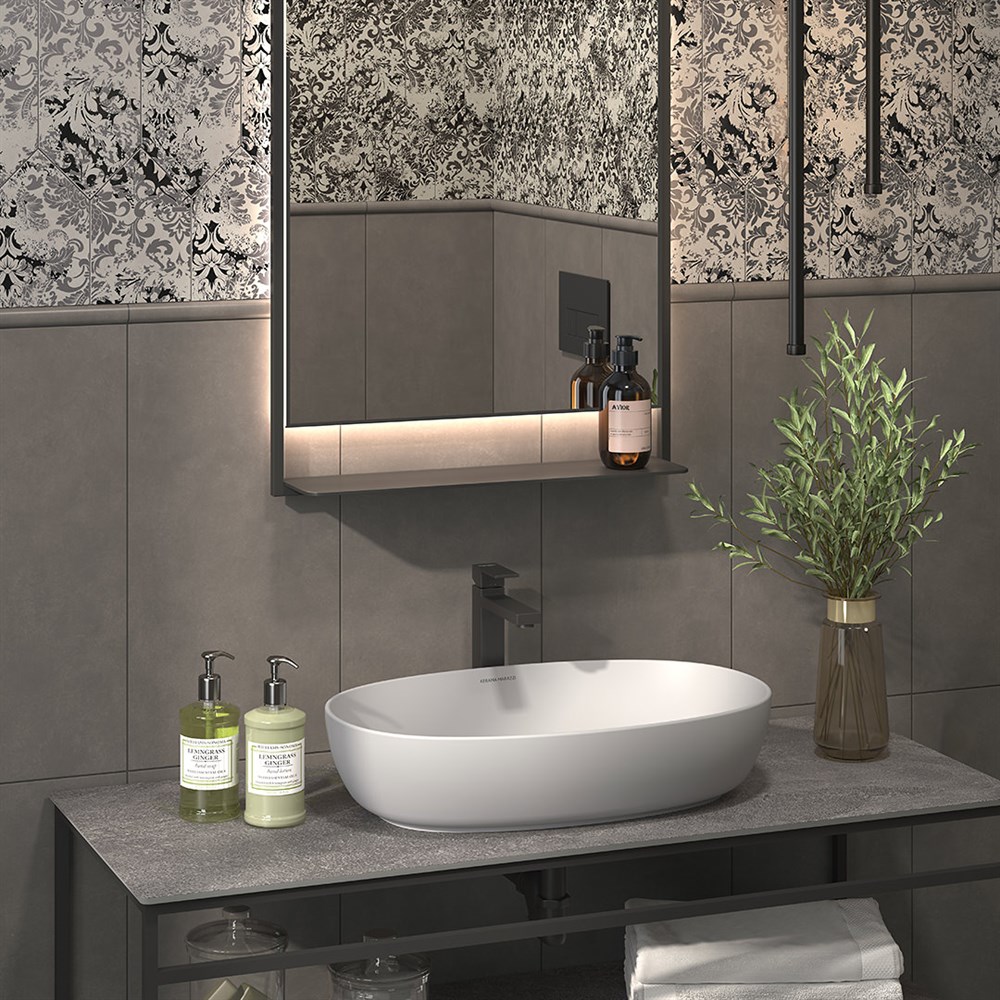 Раковина PLAZA накладная 60, белая глянцевая