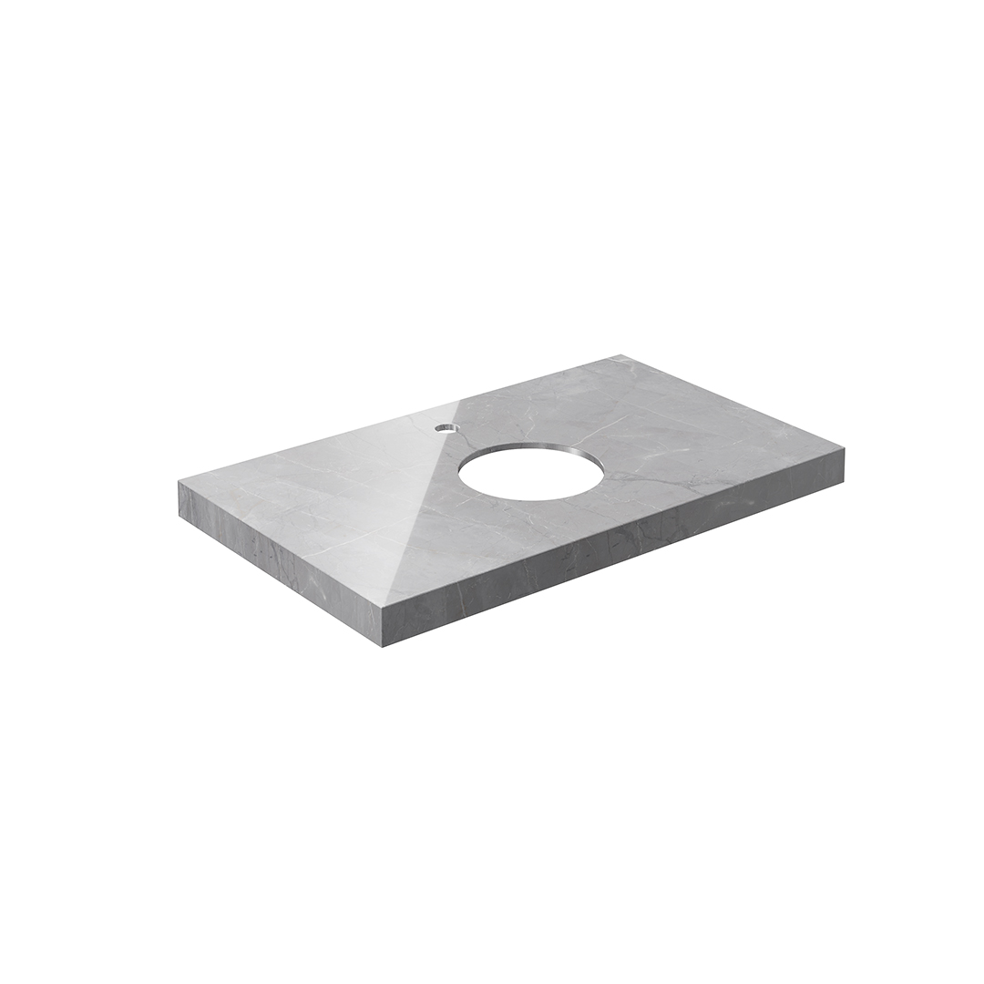 Столешница из керамогранита для накладных раковин, Риальто 80 см, серый лаппатированный