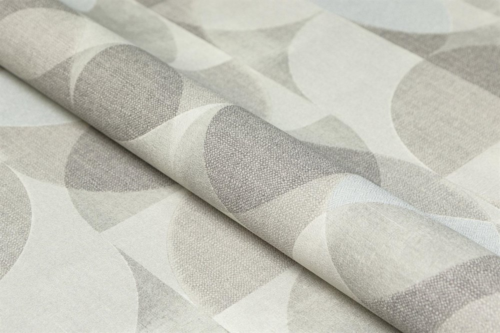 KERAMA MARAZZI KM8509 Обои виниловые Шафран мотив,серый, круги 1,06х10 (1, Т A) прямая стыковка