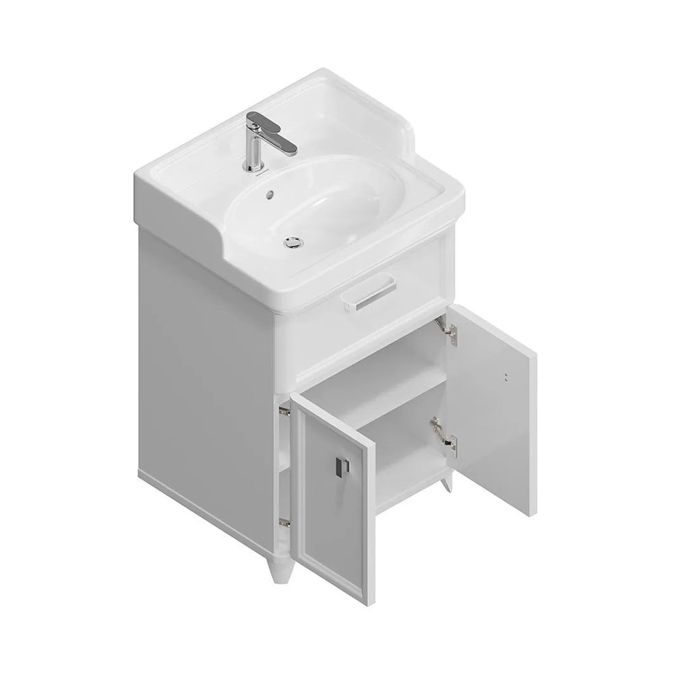 KERAMA MARAZZI PO.M.60.1/WHT Тумба POMPEI напольная с ящиком и дверцами 60, белая глянцевая